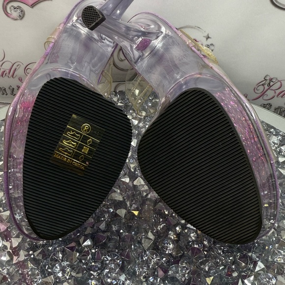 Pleaser heels Lavender Glitter Platform Heels Clear Straps kiss multi glitter - Picture 8 of 16